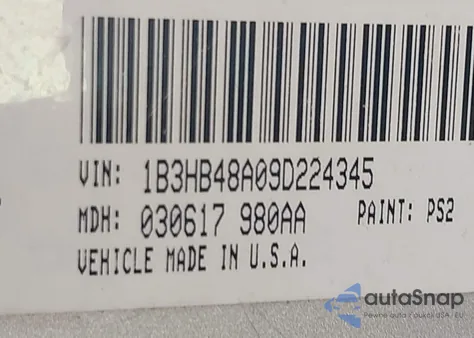 2009 Dodge Caliber Sxt z USA, uszkodzony, nr VIN 1B3HB48A09D224345